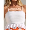 image:imageSummer Mae Maternity High Waist Swimsuit Ruffle Hem Bikini Bathing Suit Shirred Bandeau Two Piece Pregnancy SwimwearWhite Flower