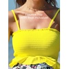 image:imageSummer Mae Maternity High Waist Swimsuit Ruffle Hem Bikini Bathing Suit Shirred Bandeau Two Piece Pregnancy SwimwearYellow White Flower