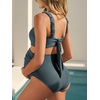 image:imageSummer Mae Ribbed Maternity Bikini Swimsuit for Women High Waisted TwoPiece Bathing Suit Crop Top Pregnancy SwimwearBalsam Green