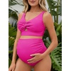 image:imageSummer Mae Twist Maternity Bikini Two Piece Pregnancy Swimsuits Cutout Bathing Suit High Waisted Ruched SwimwearHot Pink