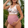 image:imageSummer Mae Twist Maternity Bikini Two Piece Pregnancy Swimsuits Cutout Bathing Suit High Waisted Ruched SwimwearNarcissus Lily
