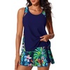 image:imageSummer Mae Blouson Tankini Swimsuits for Women 2026 Modest Tummy Coverage Bathing Suits with Skirt and Builtin ShortsRainforest Bloom