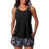 image:imageSummer Mae Blouson Tankini Swimsuits for Women 2026 Tummy Control Two Piece Bathing Suits with Sporty Pockets Swim ShortsBlack Paisley
