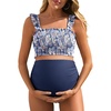 image:imageSummer Mae Maternity High Waist Bikini Swimsuit Two Piece Ruffled Hem Cute Bathing Suit Floral Pregnancy SwimwearDewdrop Blooms