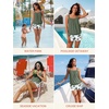 image:imageSummer Mae Blouson Womens Tankini Swimsuits 2026 Modest Tummy Control Bathing Suits Swim Shorts with Pockets for BeachGreen Shadow