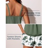 image:imageSummer Mae Blouson Womens Tankini Swimsuits 2026 Modest Tummy Control Bathing Suits Swim Shorts with Pockets for BeachGreen Shadow