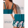 image:imageSummer Mae Blouson Womens Tankini Swimsuits 2026 Modest Tummy Control Bathing Suits Swim Shorts with Pockets for BeachHibiscus With Palm Leaves