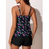 image:imageSummer Mae Blouson Womens Tankini Swimsuits 2026 Modest Tummy Control Bathing Suits Swim Shorts with Pockets for BeachIridescent Leaf