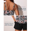 image:imageSummer Mae Blouson Womens Tankini Swimsuits 2026 Modest Tummy Control Bathing Suits Swim Shorts with Pockets for BeachJungle Leaf