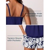 image:imageSummer Mae Blouson Womens Tankini Swimsuits 2026 Modest Tummy Control Bathing Suits Swim Shorts with Pockets for BeachMonstera Leaf Silhouette