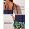 image:imageSummer Mae Blouson Womens Tankini Swimsuits 2026 Modest Tummy Control Bathing Suits Swim Shorts with Pockets for BeachRainforest Bloom