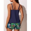 image:imageSummer Mae Blouson Womens Tankini Swimsuits 2026 Modest Tummy Control Bathing Suits Swim Shorts with Pockets for BeachRainforest Bloom