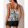 image:imageSummer Mae Blouson Womens Tankini Swimsuits 2026 Modest Tummy Control Bathing Suits Swim Shorts with Pockets for BeachWhite Conifer