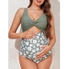 image:imageSummer Mae Maternity Cutout One Piece Swimsuit Twist Front CrissCross Bathing Suit High Waisted Pregnancy SwimwearGarden Veil Bliss