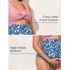 image:imageSummer Mae Maternity Cutout One Piece Swimsuit Twist Front CrissCross Bathing Suit High Waisted Pregnancy SwimwearPink Blue Bouquet