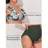 image:imageSummer Mae Maternity High Waist Swimsuit Two Piece Ruffle Bikini Bathing Suit Floral VNeck Pregnancy SwimwearFlying Leaf Waltz
