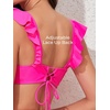 image:imageSummer Mae Maternity High Waist Swimsuit Two Piece Ruffle Bikini Bathing Suit Floral VNeck Pregnancy SwimwearHot Pink