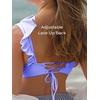 image:imageSummer Mae Maternity High Waist Swimsuit Two Piece Ruffle Bikini Bathing Suit Floral VNeck Pregnancy SwimwearPurple White Stripe