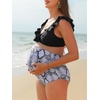 image:imageSummer Mae Maternity High Waist Swimsuit Two Piece Ruffle Bikini Bathing Suit Floral VNeck Pregnancy SwimwearSnakeskin