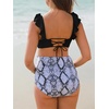 image:imageSummer Mae Maternity High Waist Swimsuit Two Piece Ruffle Bikini Bathing Suit Floral VNeck Pregnancy SwimwearSnakeskin