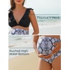 image:imageSummer Mae Maternity High Waist Swimsuit Two Piece Ruffle Bikini Bathing Suit Floral VNeck Pregnancy SwimwearSnakeskin