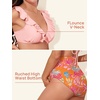 image:imageSummer Mae Maternity High Waist Swimsuit Two Piece Ruffle Bikini Bathing Suit Floral VNeck Pregnancy SwimwearTangerine Flamingo Palm