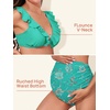 image:imageSummer Mae Maternity High Waist Swimsuit Two Piece Ruffle Bikini Bathing Suit Floral VNeck Pregnancy SwimwearTeal Paisley Bloom