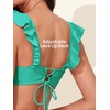 image:imageSummer Mae Maternity High Waist Swimsuit Two Piece Ruffle Bikini Bathing Suit Floral VNeck Pregnancy SwimwearTeal Paisley Bloom
