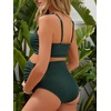 image:imageSummer Mae Maternity Ribbed High Waist Swimsuit Crop Top Bikini Bathing Suit High Cut Two Piece Pregnancy SwimwearDeep Green