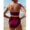 image:imageSummer Mae Maternity Ribbed High Waist Swimsuit Crop Top Bikini Bathing Suit High Cut Two Piece Pregnancy SwimwearWine Red