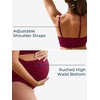 image:imageSummer Mae Maternity Ribbed High Waist Swimsuit Crop Top Bikini Bathing Suit High Cut Two Piece Pregnancy SwimwearWine Red