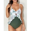 image:imageSummer Mae Maternity Swimsuit One Piece Ruffle Cutout Pregnancy Bathing Suit Lace Up SwimwearGreen Rainforest