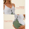 image:imageSummer Mae Maternity Swimsuit One Piece Ruffle Cutout Pregnancy Bathing Suit Lace Up SwimwearGreen Stripe