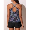 image:imageSummer Mae Modest Tankini Swimsuits for Women 2026 Two Piece Bathing Suits with Sporty Pockets Boy Shorts for Tummy ControlBlack Paisley