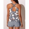 image:imageSummer Mae Modest Tankini Swimsuits for Women 2026 Two Piece Bathing Suits with Sporty Pockets Boy Shorts for Tummy ControlMisty White Blossoms