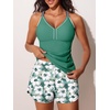 image:imageSummer Mae Modest Tankini Swimsuits for Women 2026 Two Piece Bathing Suits with Sporty Pockets Boy Shorts for Tummy ControlSolitary Silhouette Bloom