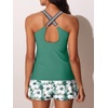 image:imageSummer Mae Modest Tankini Swimsuits for Women 2026 Two Piece Bathing Suits with Sporty Pockets Boy Shorts for Tummy ControlSolitary Silhouette Bloom