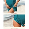 image:imageSummer Mae Ribbed Maternity One Piece Swim Dress Pregnancy Swimsuit with Builtin Bottom Swimwear Tie Knot Skirt Bathing SuitTurquoise
