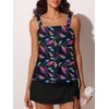 image:imageSummer Mae Womens Tankini Swimsuits with Skirt Two Piece Tummy Control Bathing Suits Printed Swimdress Swimwear 2026Iridescent Leaf