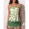 image:imageSummer Mae Womens Tankini Swimsuits with Skirt Two Piece Tummy Control Bathing Suits Printed Swimdress Swimwear 2026Pale Yellow Floral Print