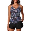 image:imageSummer Mae Modest Tankini Swimsuits for Women 2026 Two Piece Bathing Suits with Sporty Pockets Boy Shorts for Tummy ControlBlack Paisley