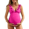 image:imageSummer Mae Ruffle Maternity Swimsuit One Piece VNeck Pregnancy Bathing Suit Lace Up Swimwear Push Up MonokiniHot Pink