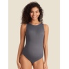 image:imageSummer Mae Maternity Bodysuit for Women Ribbed High Neck Tank Top Pregnancy Jumpsuit Romper Sleeveless Unitard