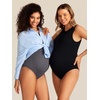 image:imageSummer Mae Maternity Bodysuit for Women Ribbed High Neck Tank Top Pregnancy Jumpsuit Romper Sleeveless Unitard