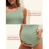 image:imageSummer Mae Maternity Swimsuit One Piece One Shoulder Ribbed Pregnancy Bathing SuitLight Green