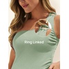 image:imageSummer Mae Maternity Swimsuit One Piece One Shoulder Ribbed Pregnancy Bathing SuitLight Green