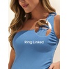 image:imageSummer Mae Maternity Swimsuit One Piece One Shoulder Ribbed Pregnancy Bathing SuitSky Blue