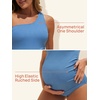 image:imageSummer Mae Maternity Swimsuit One Piece One Shoulder Ribbed Pregnancy Bathing SuitSky Blue