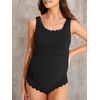 image:imageSummer Mae Ribbed Maternity One Piece Swimsuit Scalloped Cut Out Pregnancy Bathing Suit Square NeckBlack