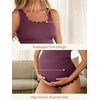 image:imageSummer Mae Ribbed Maternity One Piece Swimsuit Scalloped Cut Out Pregnancy Bathing Suit Square NeckPlum